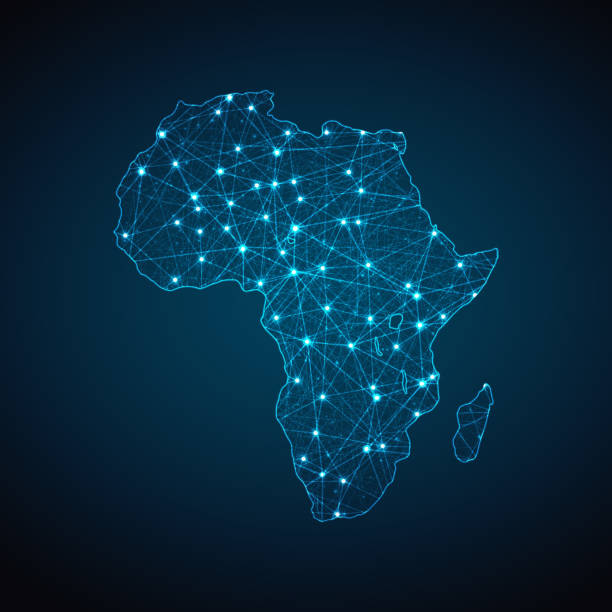 Network map of Africa with connected nodes